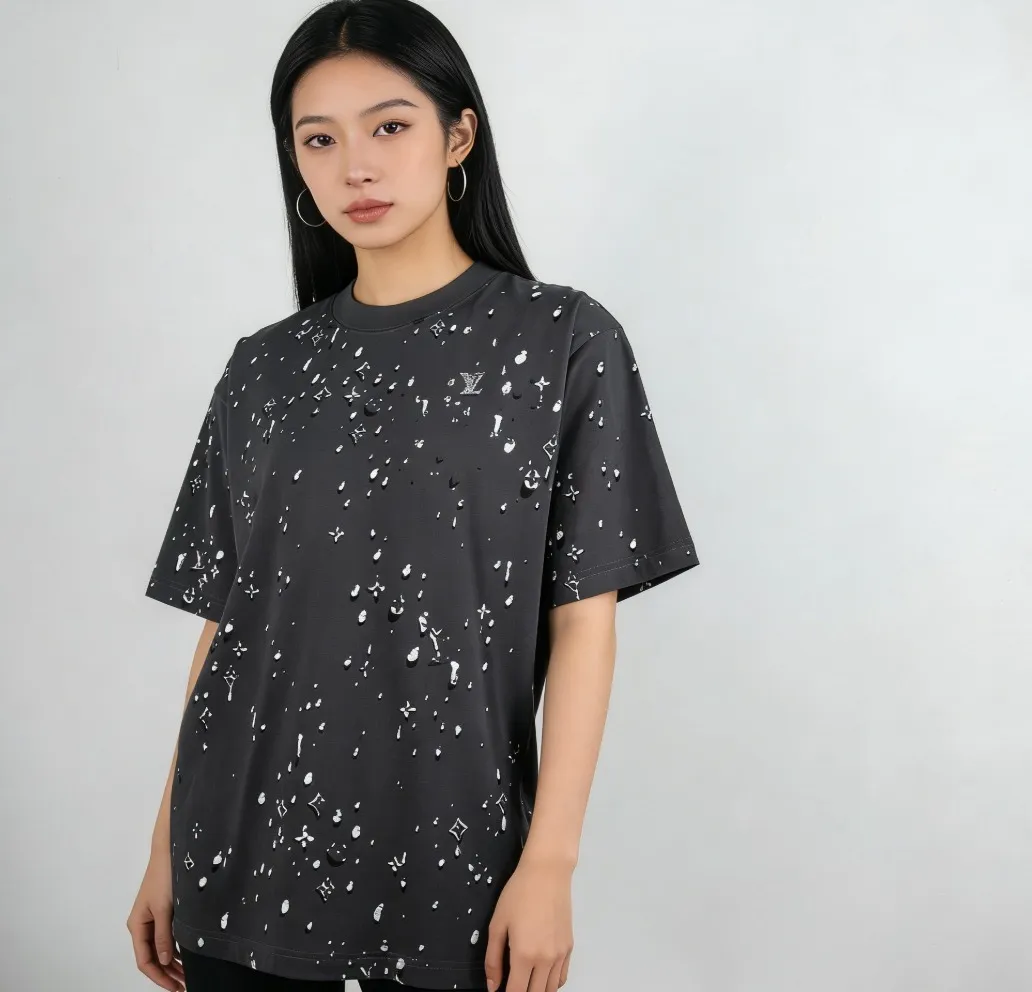 Louis Vuitton/Louis Vuitton 26ss 3D presbyopia water drop print short sleeves